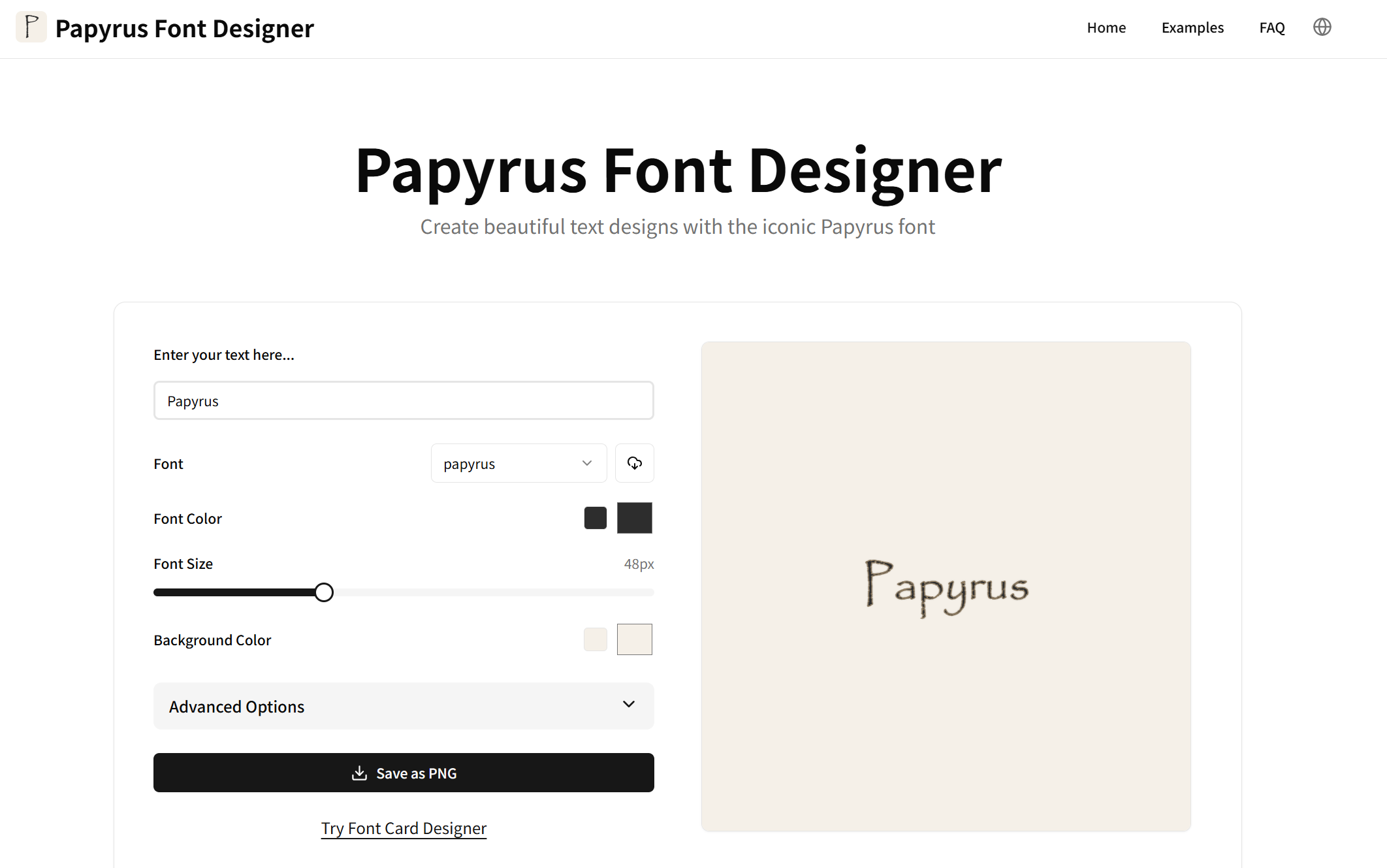 Papyrus Font Generator | Open Launch