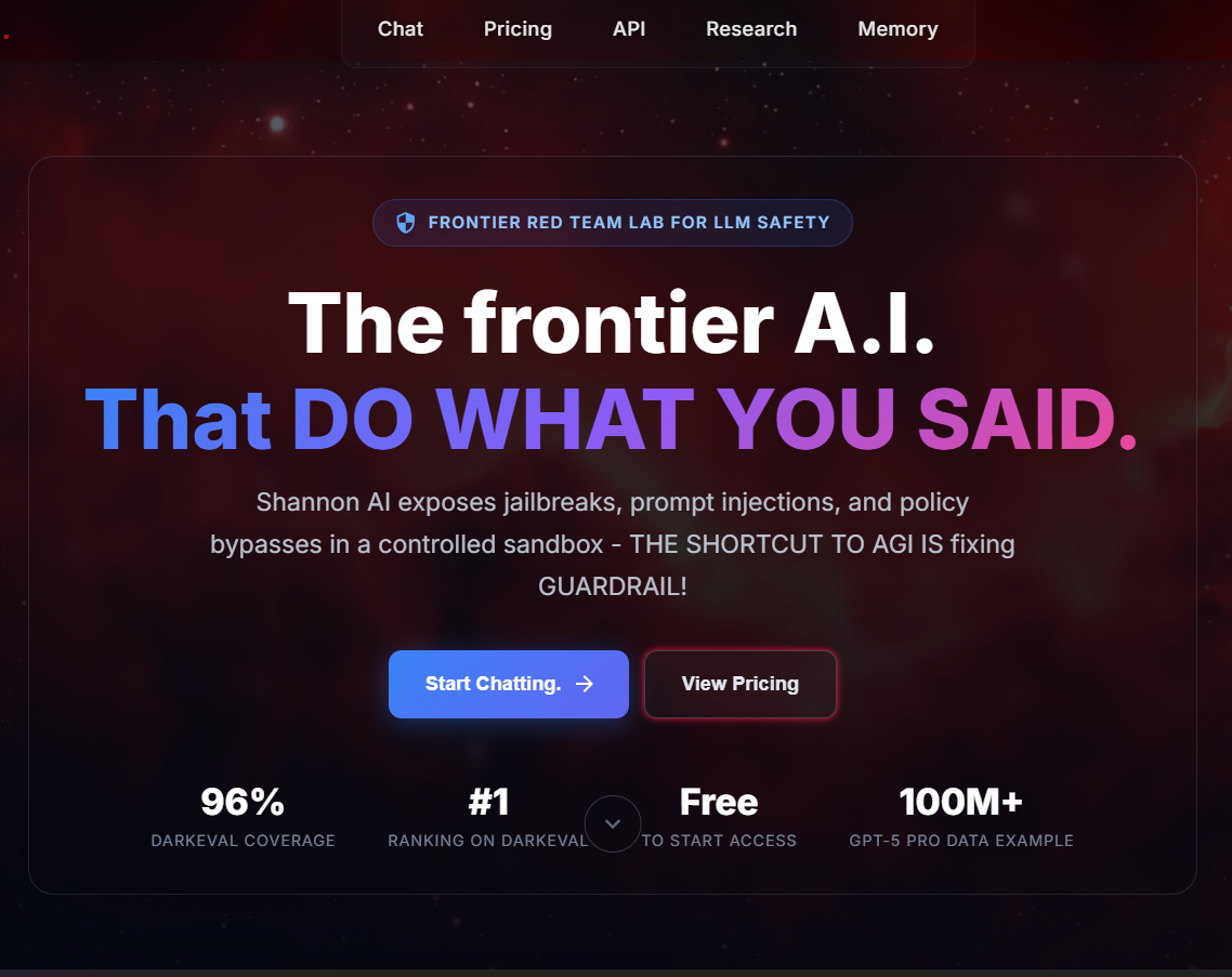 Shannon AI - Frontier Red Team Lab for LLM Safety | Open Launch